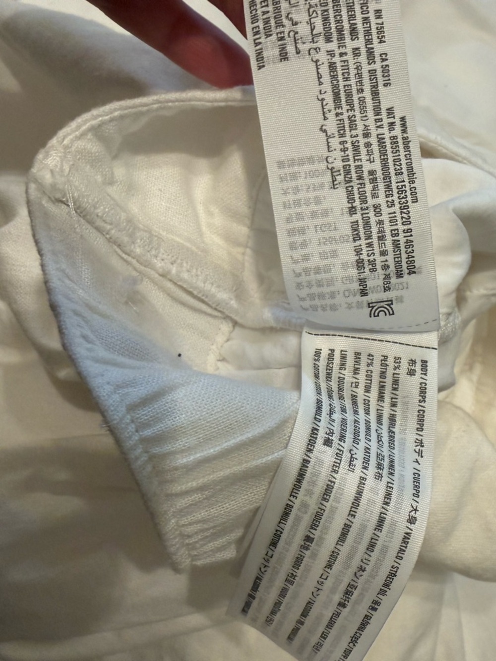 Abercrombie & Fitch Cream Elastic Waist Linen Blend Pants